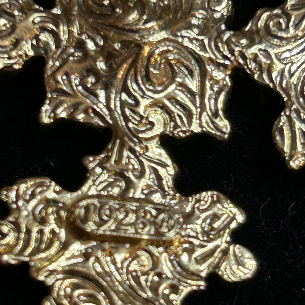 1928 Gold CrossNecklace with Pink and Red Accents - Picture 6 of 8